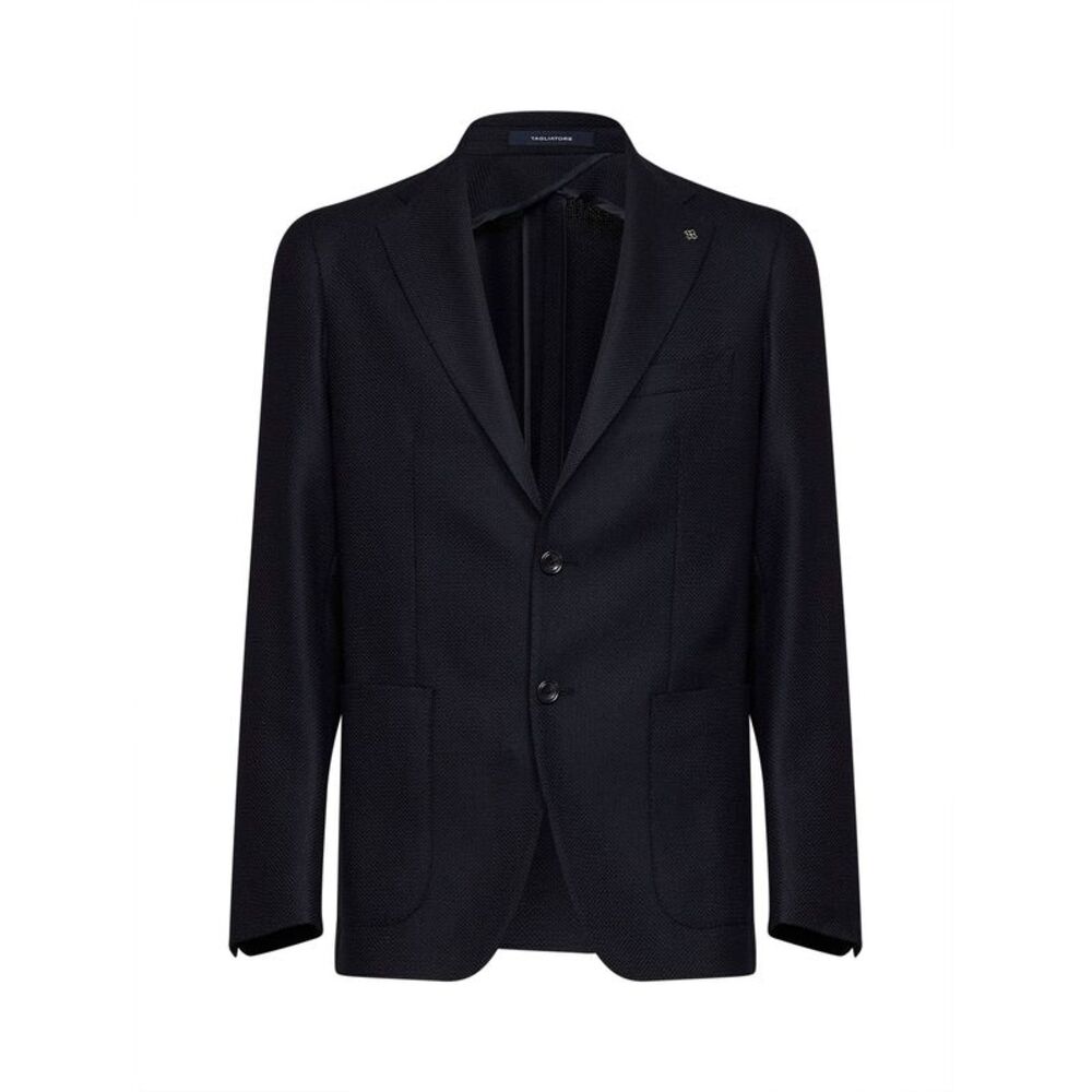 Tagliatore Men Blue Wool Jacquard Montecarlo Single-Breasted Blazer